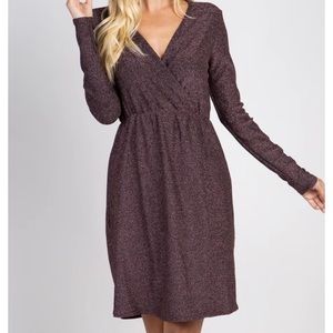 Purple Sparkle long sleeve dress - keyhole back